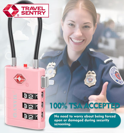 TSA Approved Luggage Locks – High Security TSA008 Combination Travel Locks with Inspection Indicator for Suitcases and Backpacks. (2, Cyan)