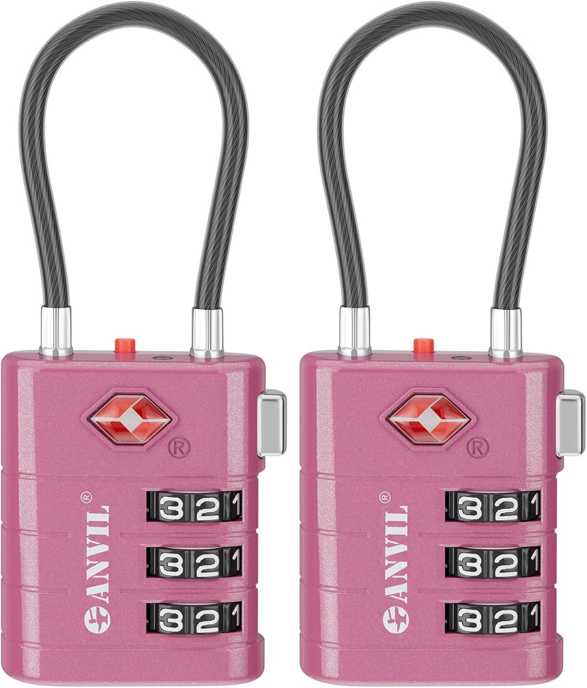 TSA Approved Luggage Locks – High Security TSA008 Combination Travel Locks with Inspection Indicator for Suitcases and Backpacks. (2, Cyan)