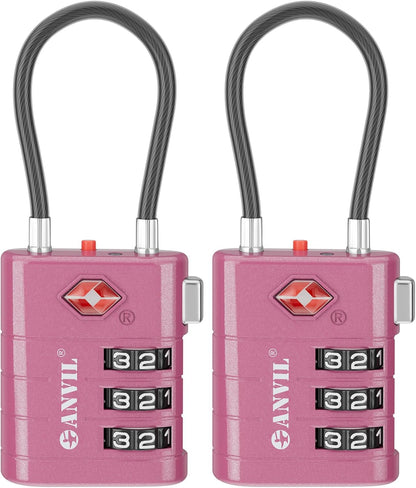 TSA Approved Luggage Locks – High Security TSA008 Combination Travel Locks with Inspection Indicator for Suitcases and Backpacks. (2, Cyan)