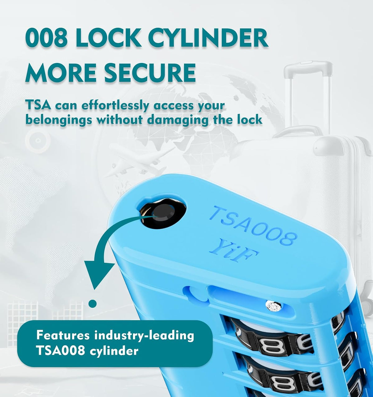 TSA Approved Luggage Locks – High Security TSA008 Combination Travel Locks with Inspection Indicator for Suitcases and Backpacks. (2, Cyan)