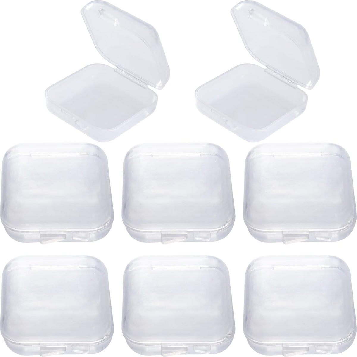6pcs Clear Plastic Ear Plug Cases, 1.8cm Thicken Mini Jewelry Storage Cases, Small Portable Square Bead Storage Box Organizer for Earplugs Necklaces Handicrafts