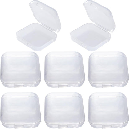 6pcs Clear Plastic Ear Plug Cases, 1.8cm Thicken Mini Jewelry Storage Cases, Small Portable Square Bead Storage Box Organizer for Earplugs Necklaces Handicrafts