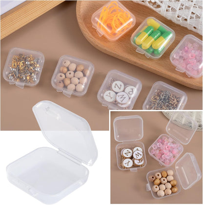 6pcs Clear Plastic Ear Plug Cases, 1.8cm Thicken Mini Jewelry Storage Cases, Small Portable Square Bead Storage Box Organizer for Earplugs Necklaces Handicrafts