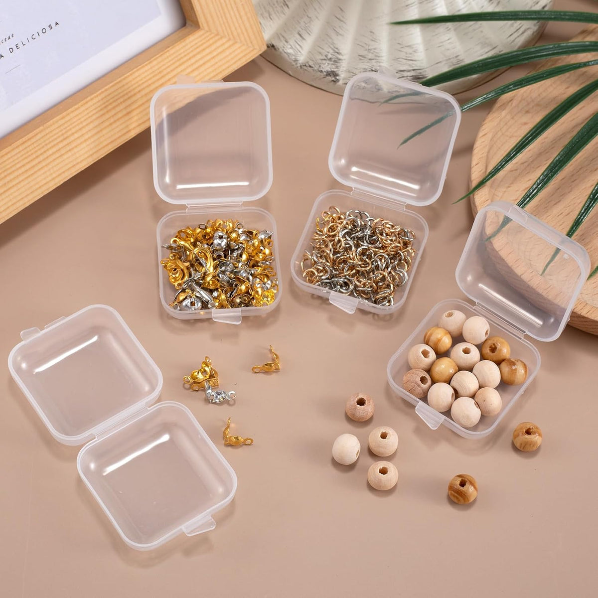 6pcs Clear Plastic Ear Plug Cases, 1.8cm Thicken Mini Jewelry Storage Cases, Small Portable Square Bead Storage Box Organizer for Earplugs Necklaces Handicrafts