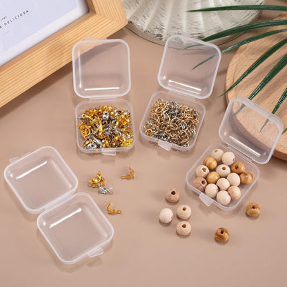 6pcs Clear Plastic Ear Plug Cases, 1.8cm Thicken Mini Jewelry Storage Cases, Small Portable Square Bead Storage Box Organizer for Earplugs Necklaces Handicrafts