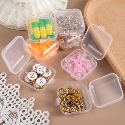 6pcs Clear Plastic Ear Plug Cases, 1.8cm Thicken Mini Jewelry Storage Cases, Small Portable Square Bead Storage Box Organizer for Earplugs Necklaces Handicrafts