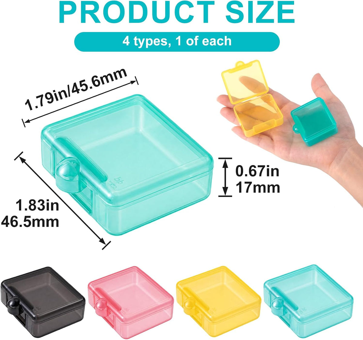6pcs Clear Plastic Ear Plug Cases, 1.8cm Thicken Mini Jewelry Storage Cases, Small Portable Square Bead Storage Box Organizer for Earplugs Necklaces Handicrafts
