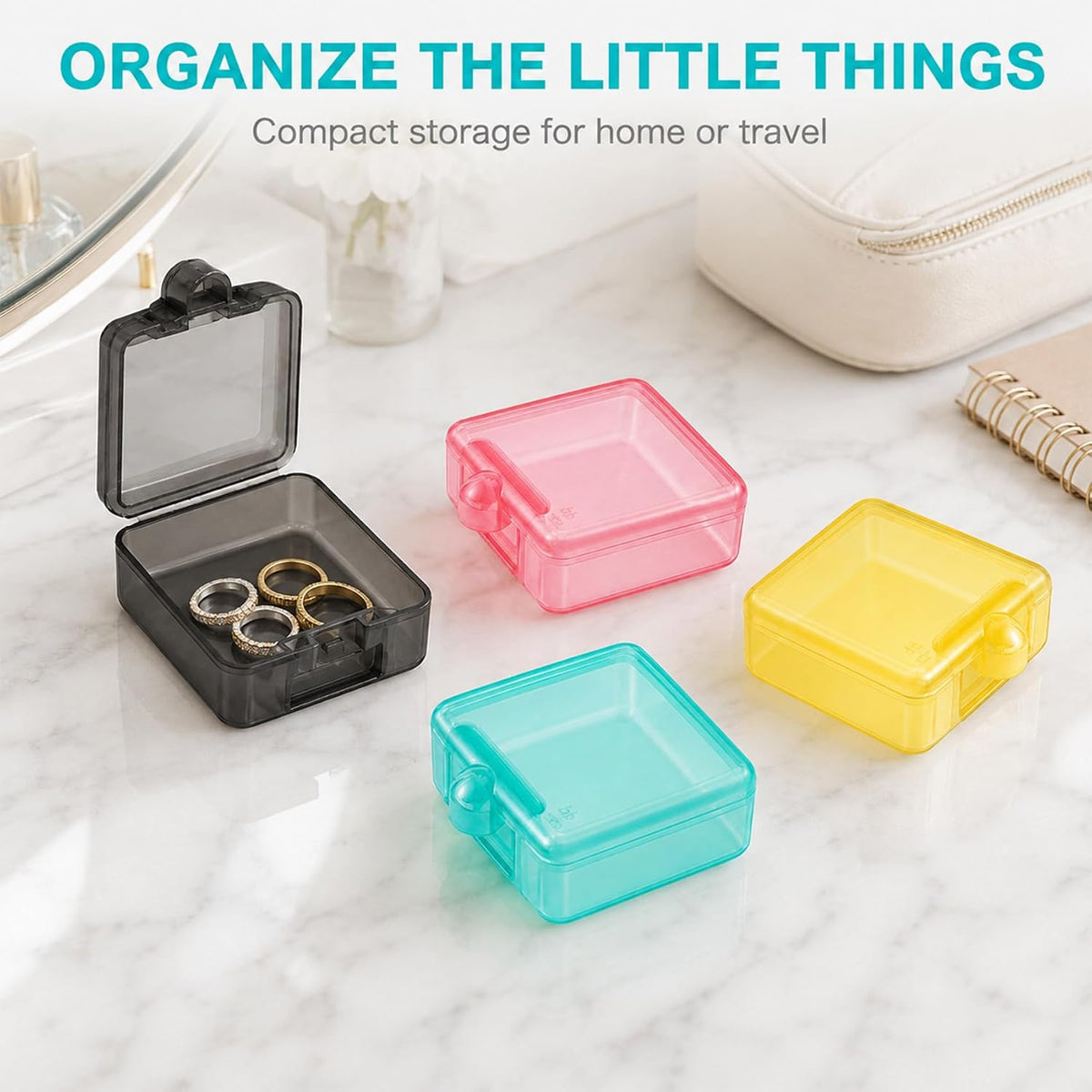 6pcs Clear Plastic Ear Plug Cases, 1.8cm Thicken Mini Jewelry Storage Cases, Small Portable Square Bead Storage Box Organizer for Earplugs Necklaces Handicrafts