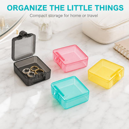 6pcs Clear Plastic Ear Plug Cases, 1.8cm Thicken Mini Jewelry Storage Cases, Small Portable Square Bead Storage Box Organizer for Earplugs Necklaces Handicrafts