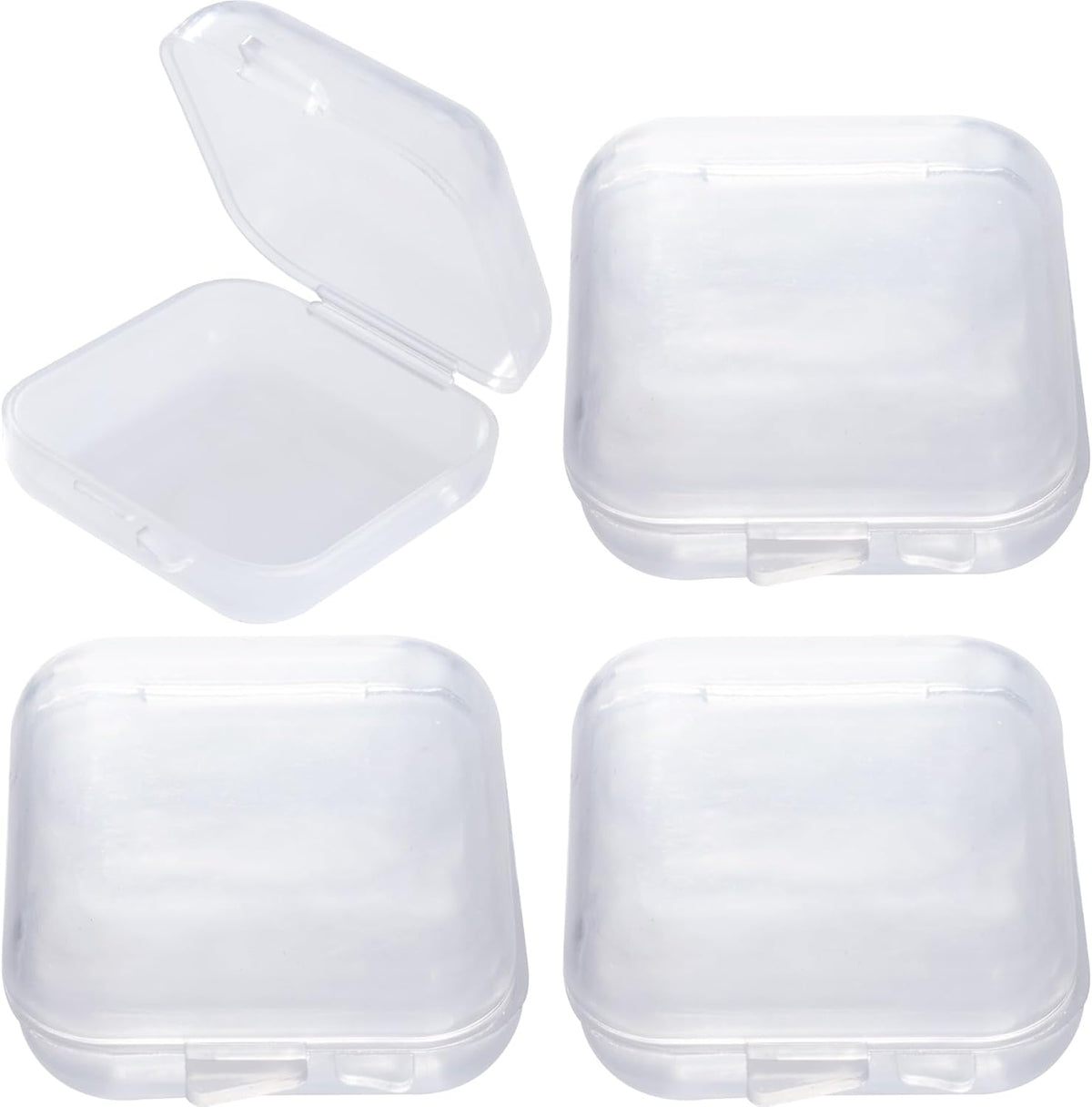 6pcs Clear Plastic Ear Plug Cases, 1.8cm Thicken Mini Jewelry Storage Cases, Small Portable Square Bead Storage Box Organizer for Earplugs Necklaces Handicrafts