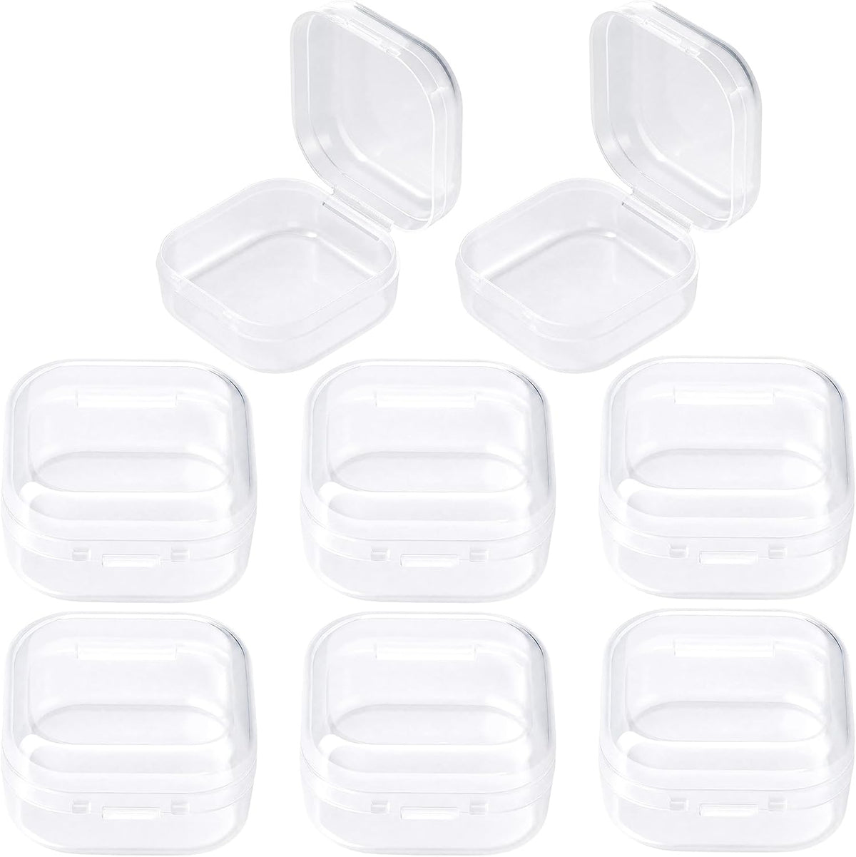 6pcs Clear Plastic Ear Plug Cases, 1.8cm Thicken Mini Jewelry Storage Cases, Small Portable Square Bead Storage Box Organizer for Earplugs Necklaces Handicrafts