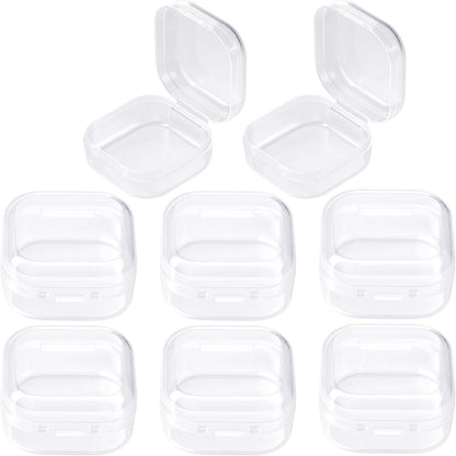 6pcs Clear Plastic Ear Plug Cases, 1.8cm Thicken Mini Jewelry Storage Cases, Small Portable Square Bead Storage Box Organizer for Earplugs Necklaces Handicrafts