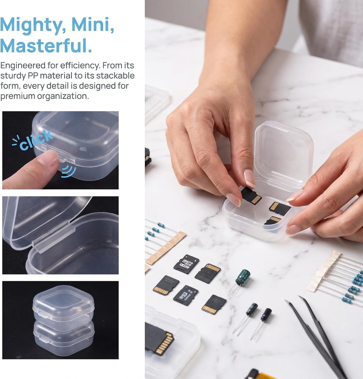 6pcs Clear Plastic Ear Plug Cases, 1.8cm Thicken Mini Jewelry Storage Cases, Small Portable Square Bead Storage Box Organizer for Earplugs Necklaces Handicrafts