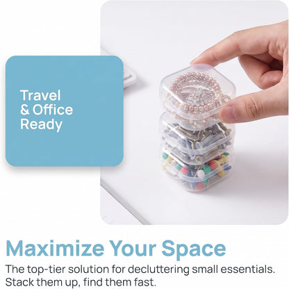 6pcs Clear Plastic Ear Plug Cases, 1.8cm Thicken Mini Jewelry Storage Cases, Small Portable Square Bead Storage Box Organizer for Earplugs Necklaces Handicrafts