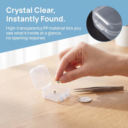 6pcs Clear Plastic Ear Plug Cases, 1.8cm Thicken Mini Jewelry Storage Cases, Small Portable Square Bead Storage Box Organizer for Earplugs Necklaces Handicrafts