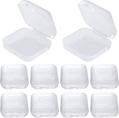 6pcs Clear Plastic Ear Plug Cases, 1.8cm Thicken Mini Jewelry Storage Cases, Small Portable Square Bead Storage Box Organizer for Earplugs Necklaces Handicrafts