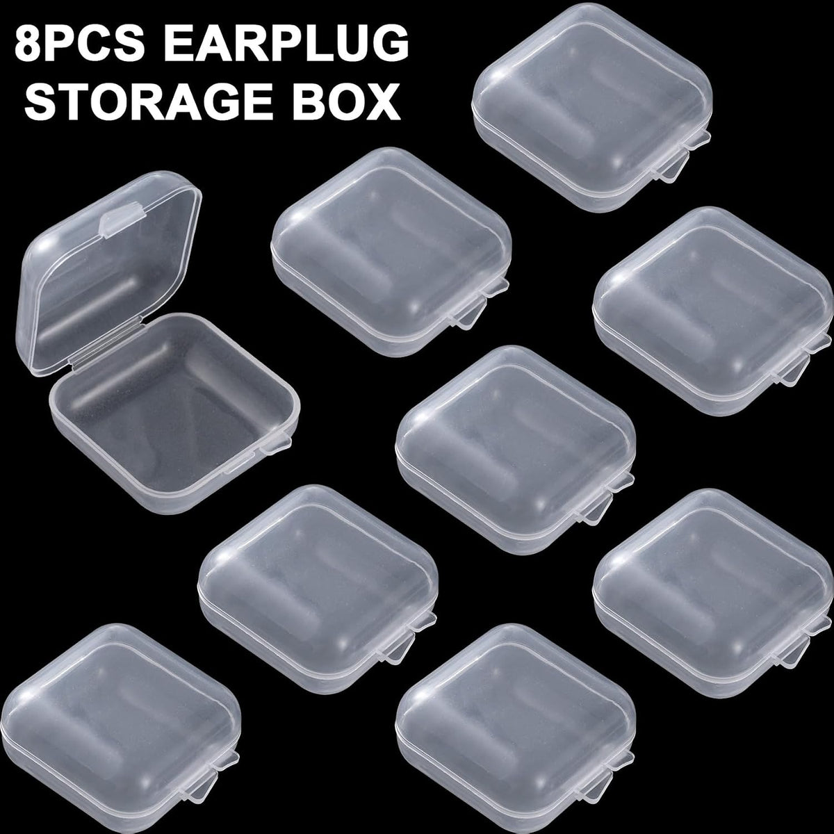 6pcs Clear Plastic Ear Plug Cases, 1.8cm Thicken Mini Jewelry Storage Cases, Small Portable Square Bead Storage Box Organizer for Earplugs Necklaces Handicrafts