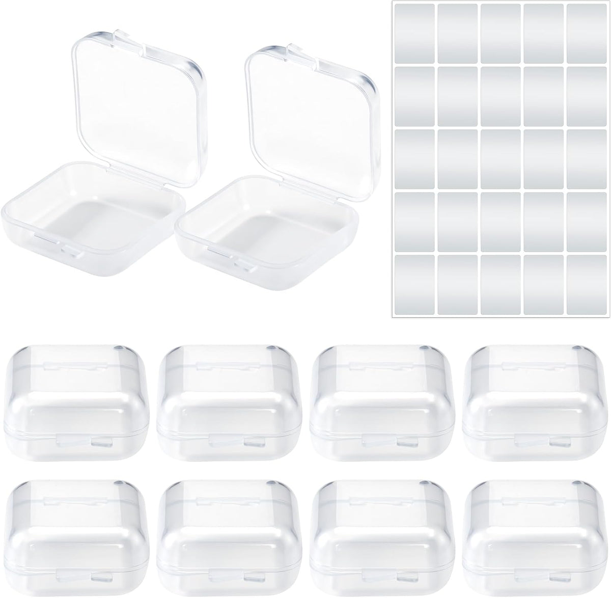 6pcs Clear Plastic Ear Plug Cases, 1.8cm Thicken Mini Jewelry Storage Cases, Small Portable Square Bead Storage Box Organizer for Earplugs Necklaces Handicrafts