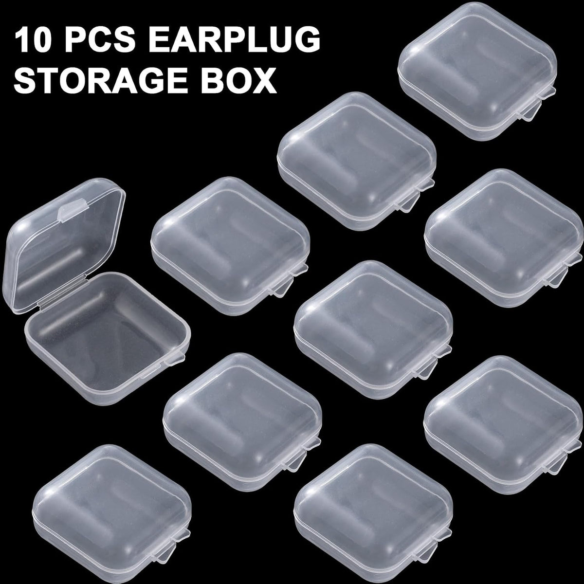 6pcs Clear Plastic Ear Plug Cases, 1.8cm Thicken Mini Jewelry Storage Cases, Small Portable Square Bead Storage Box Organizer for Earplugs Necklaces Handicrafts