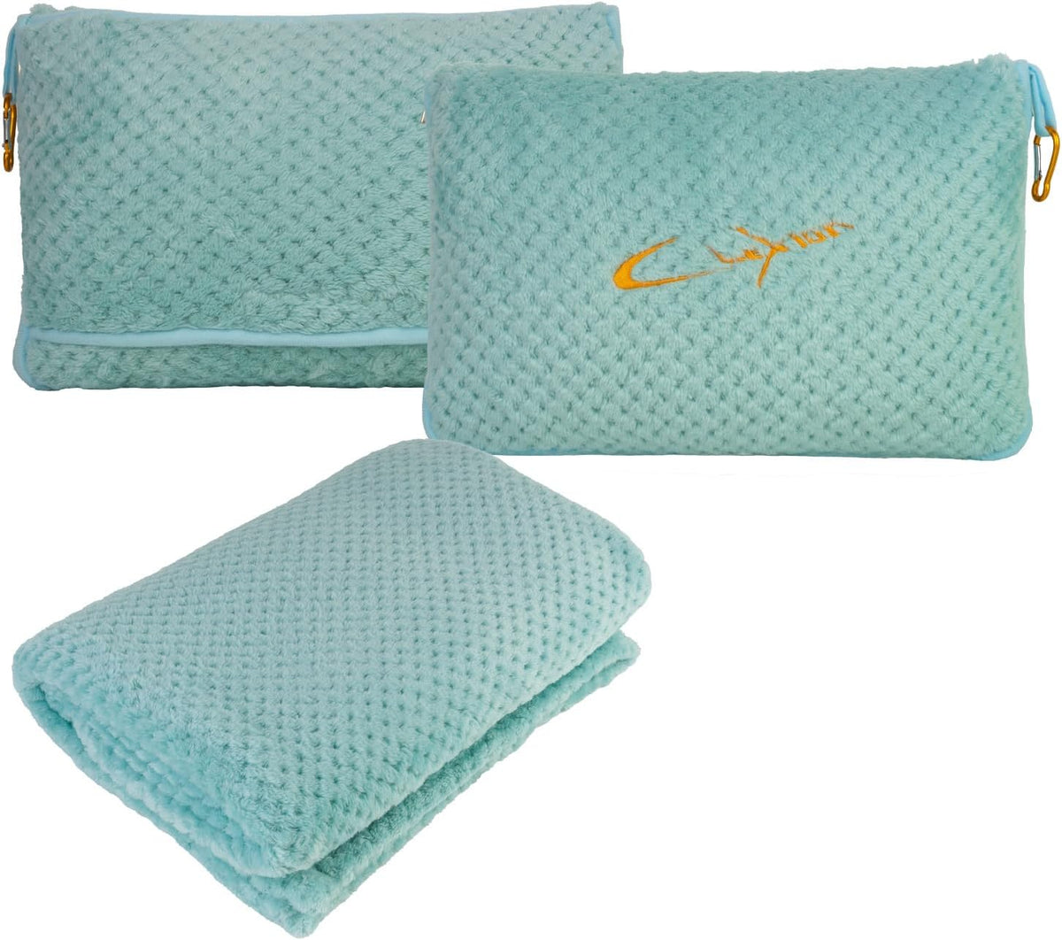 Travel Blanket and Pillow Set, 300 GSM Soft Fleece, 60x43 Inches, 3-in-1 Compact with Bag, Pink
