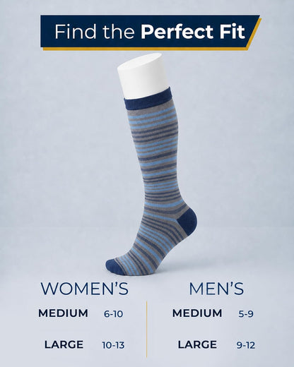 ® Bamboo Viscose Light Compression Socks - 3 Pairs | 8-15 mmhg Compression Socks | Knee High Comfort Support Socks