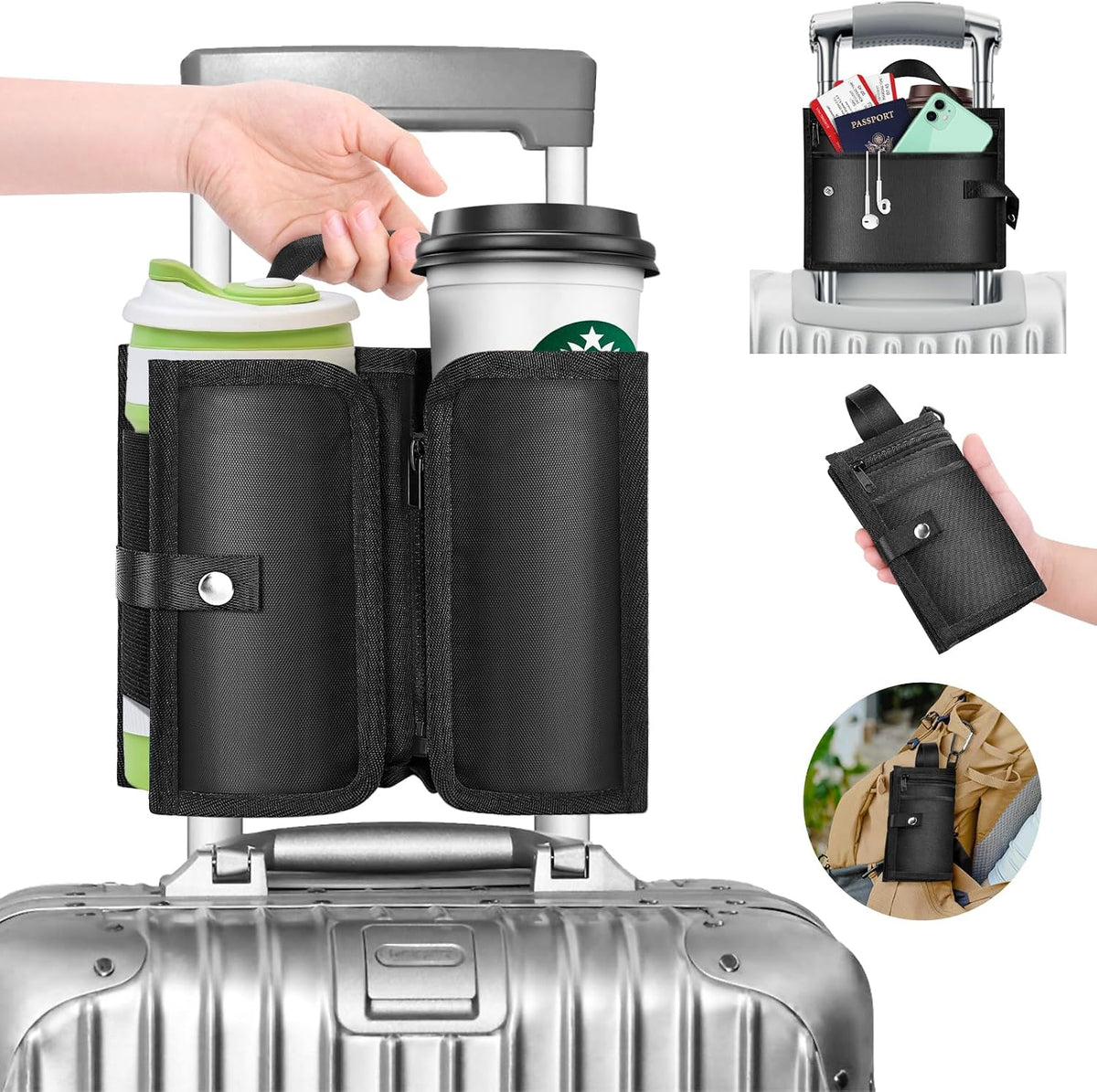 Suitcase Cup Holder, Portable Luggage Cup Holder for Suitcases