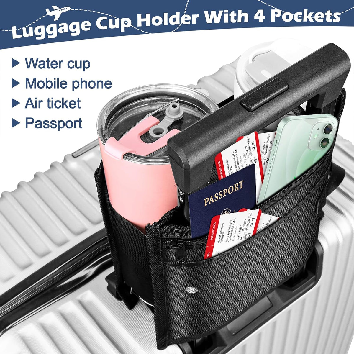 Suitcase Cup Holder, Portable Luggage Cup Holder for Suitcases