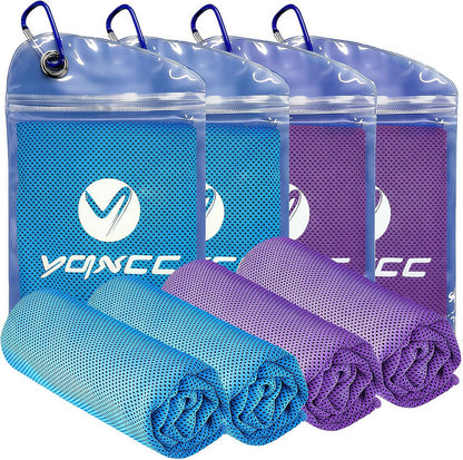 4 Pack Cooling Towels (40"x12"), Ice Cool for Neck & Face