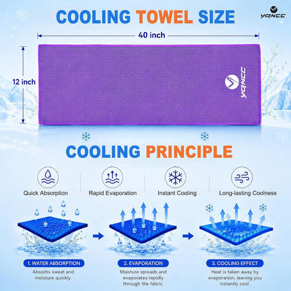 4 Pack Cooling Towels (40"x12"), Ice Cool for Neck & Face