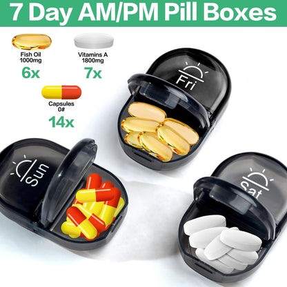 Weekly Travel Pill Organizer 2 Times a Day AM PM Rainbow Pill Box