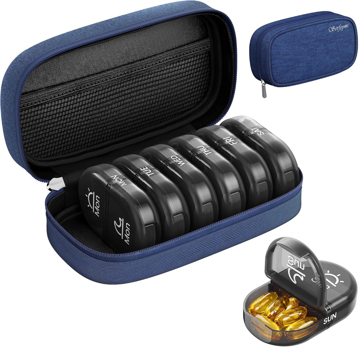 Weekly Travel Pill Organizer 2 Times a Day AM PM Rainbow Pill Box