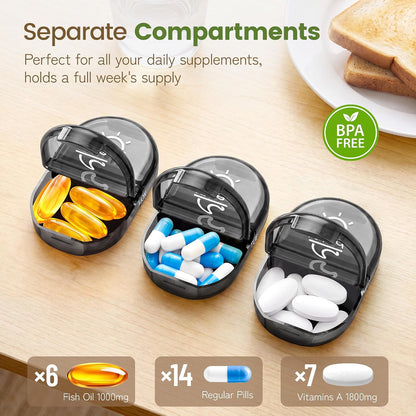 Weekly Travel Pill Organizer 2 Times a Day AM PM Rainbow Pill Box