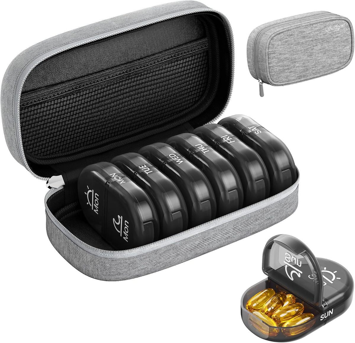 Weekly Travel Pill Organizer 2 Times a Day AM PM Rainbow Pill Box