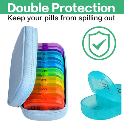 Weekly Travel Pill Organizer 2 Times a Day AM PM Rainbow Pill Box
