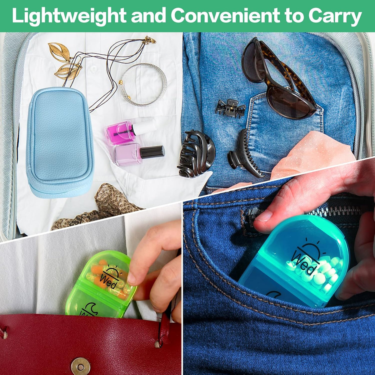Weekly Travel Pill Organizer 2 Times a Day AM PM Rainbow Pill Box