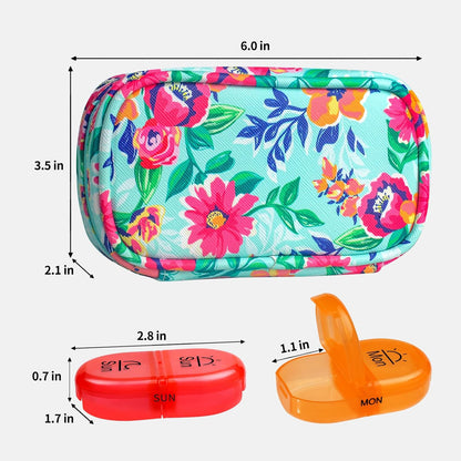 Weekly Travel Pill Organizer 2 Times a Day AM PM Rainbow Pill Box