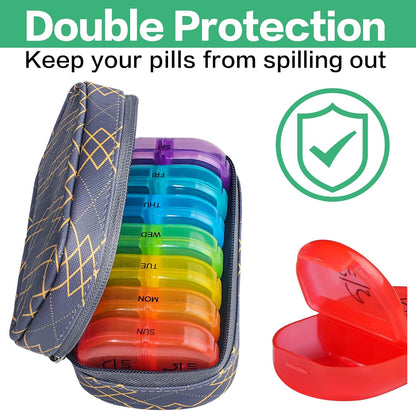 Weekly Travel Pill Organizer 2 Times a Day AM PM Rainbow Pill Box