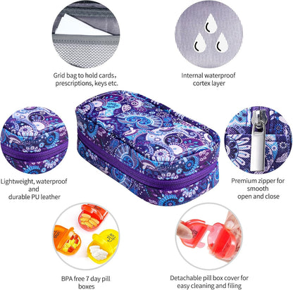 Weekly Travel Pill Organizer 2 Times a Day AM PM Rainbow Pill Box