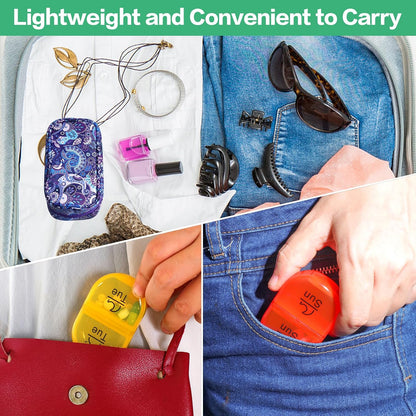 Weekly Travel Pill Organizer 2 Times a Day AM PM Rainbow Pill Box