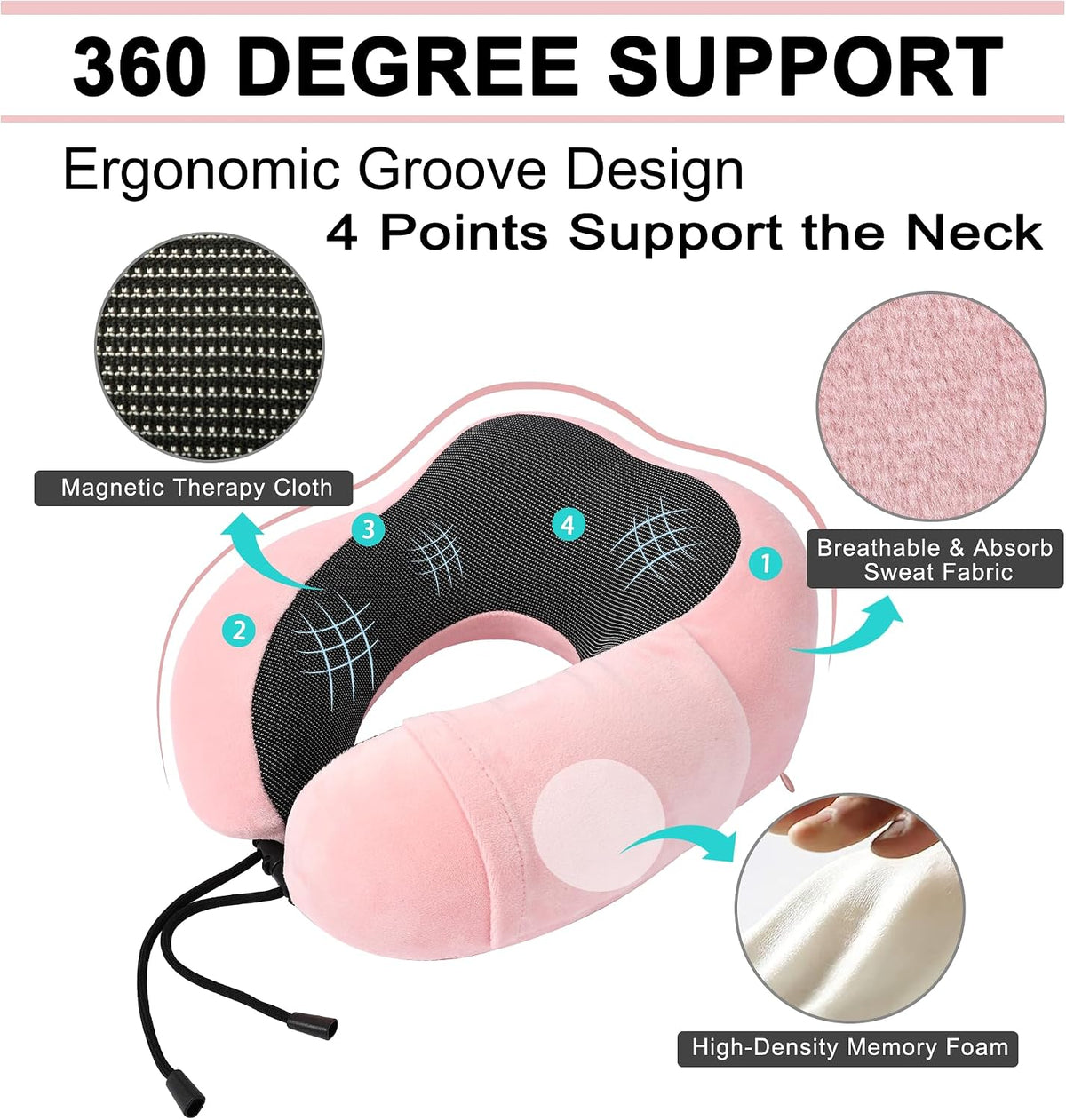 Travel Pillow and Blanket Set Neck Pillow Airplane Foam Pink