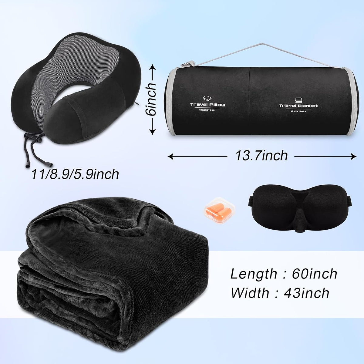Travel Pillow and Blanket Set Neck Pillow Airplane Foam Pink