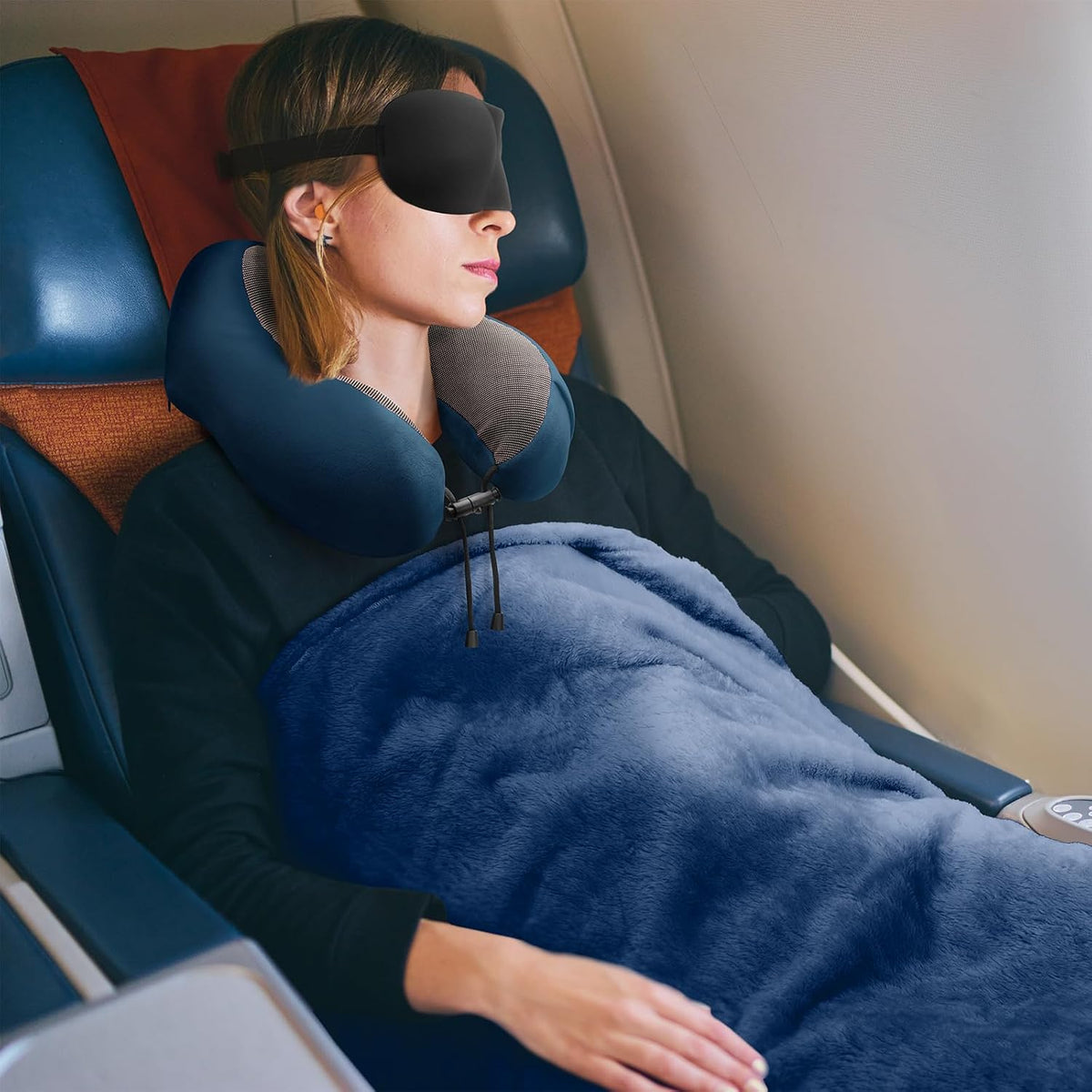 Travel Pillow and Blanket Set Neck Pillow Airplane Foam Pink