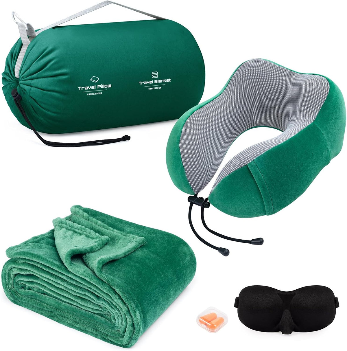Travel Pillow and Blanket Set Neck Pillow Airplane Foam Pink