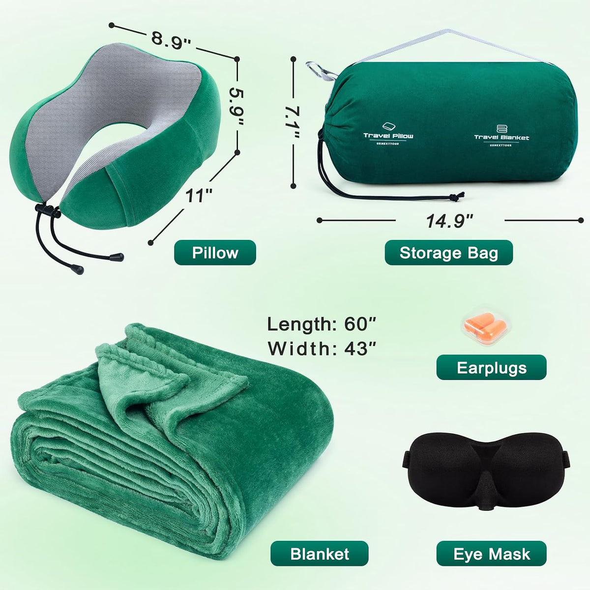 Travel Pillow and Blanket Set Neck Pillow Airplane Foam Pink