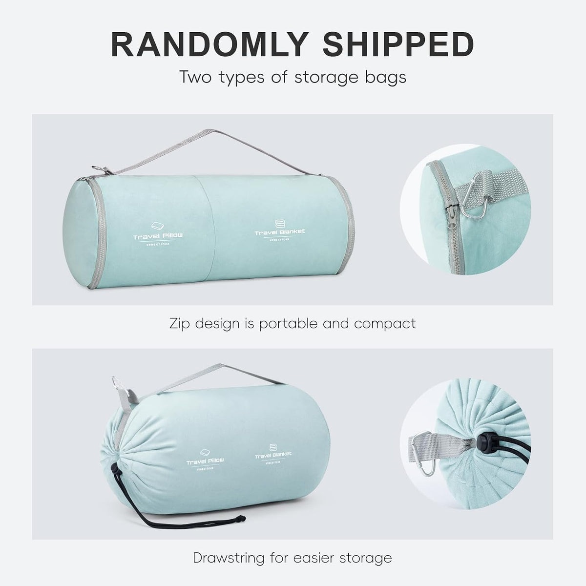 Travel Pillow and Blanket Set Neck Pillow Airplane Foam Pink