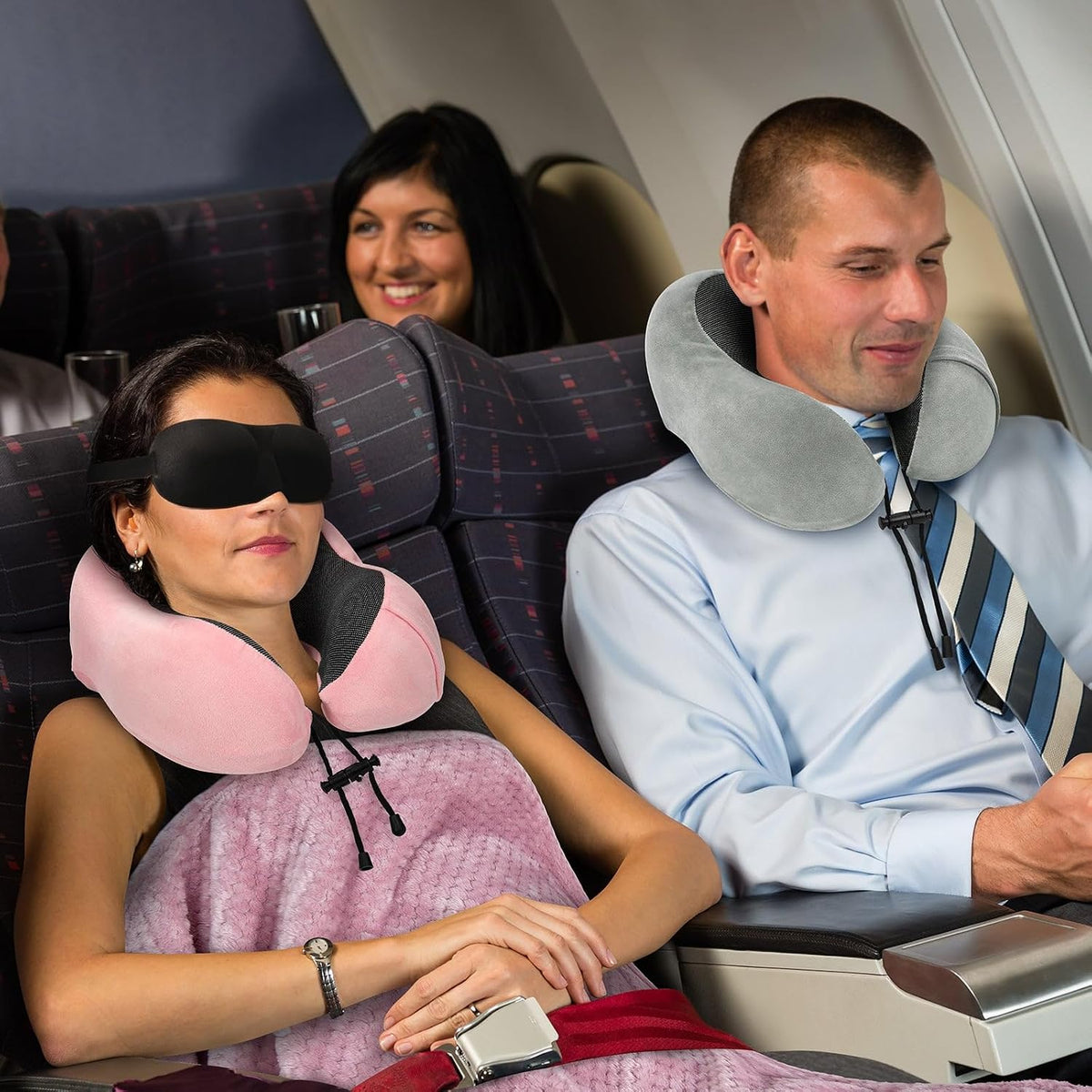 Travel Pillow and Blanket Set Neck Pillow Airplane Foam Pink