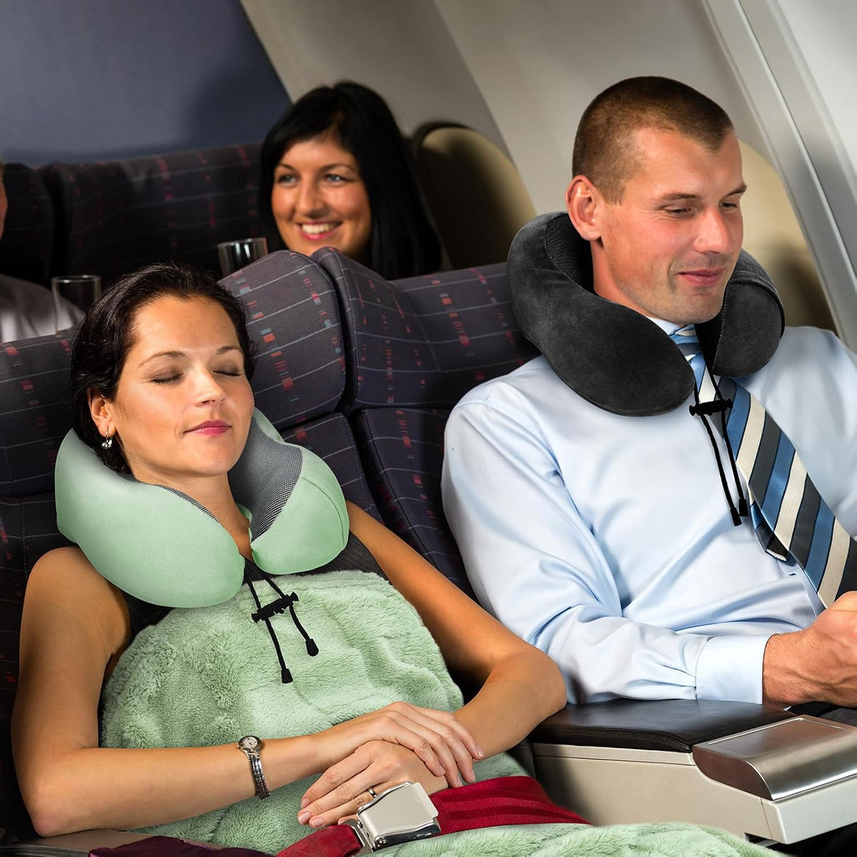 Travel Pillow and Blanket Set Neck Pillow Airplane Foam Pink