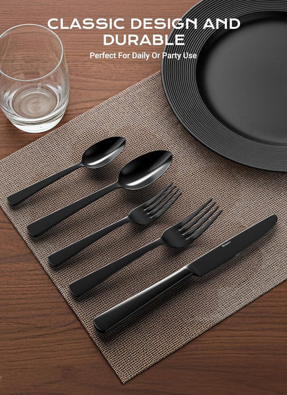Silverware Set for 8, Stainless Steel Kitchen Utensils Cutlery Set