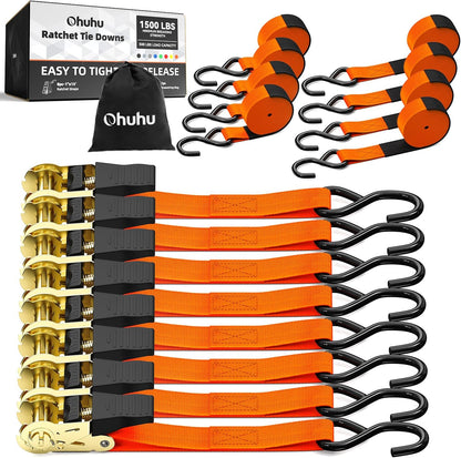 Ratchet Tie Down Straps for Moving Appliances 1" x 15', Orange