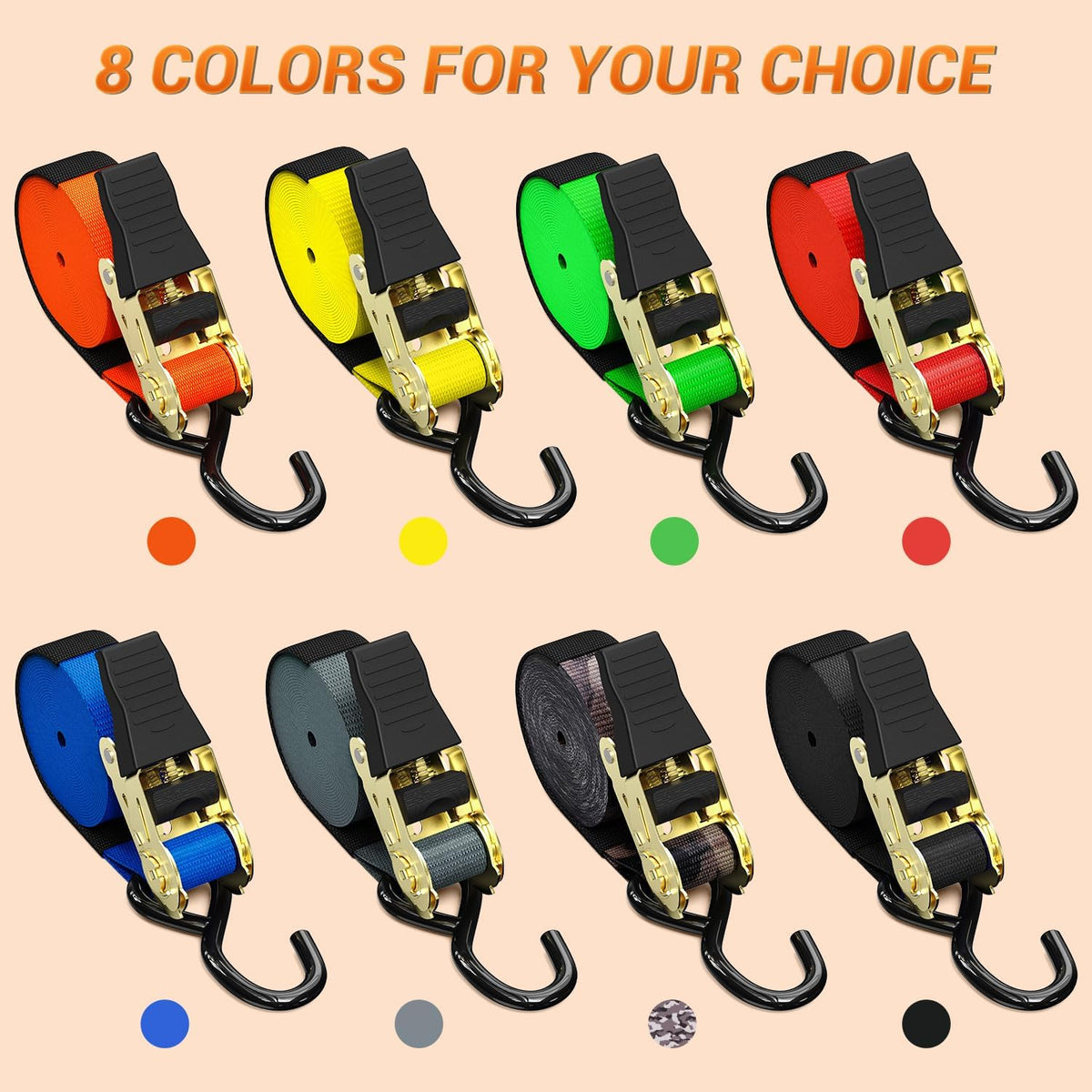 Ratchet Tie Down Straps for Moving Appliances 1" x 15', Orange
